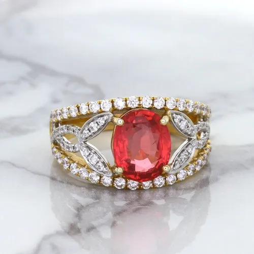 2.31ct Oval Spinel Ring with Diamond Accents in 18K Rose Gold