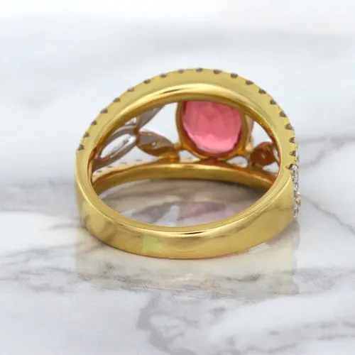 2.31ct Oval Spinel Ring with Diamond Accents in 18K Rose Gold