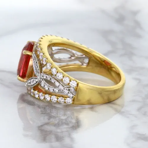 2.31ct Oval Spinel Ring with Diamond Accents in 18K Rose Gold