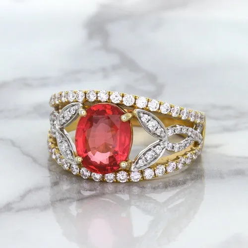 2.31ct Oval Spinel Ring with Diamond Accents in 18K Rose Gold