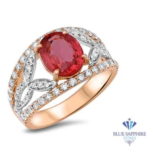 2.31ct Oval Spinel Ring with Diamond Accents in 18K Rose Gold