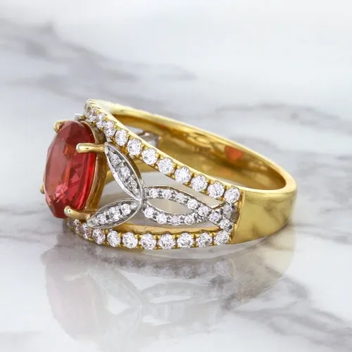 2.31ct Oval Spinel Ring with Diamond Accents in 18K Rose Gold
