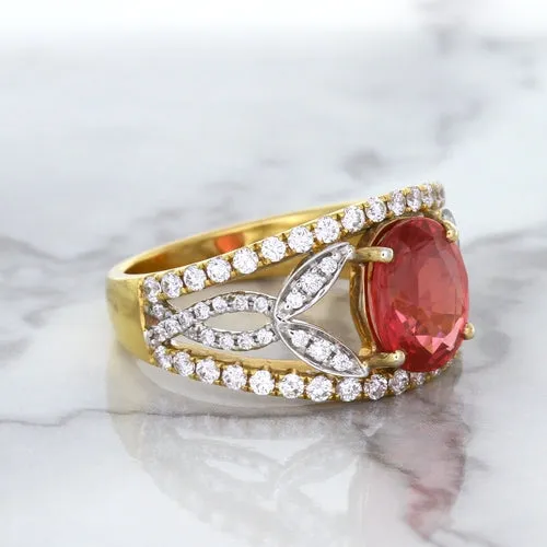 2.31ct Oval Spinel Ring with Diamond Accents in 18K Rose Gold
