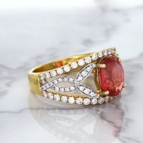 2.31ct Oval Spinel Ring with Diamond Accents in 18K Rose Gold