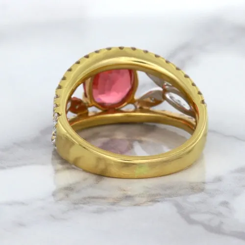 2.31ct Oval Spinel Ring with Diamond Accents in 18K Rose Gold