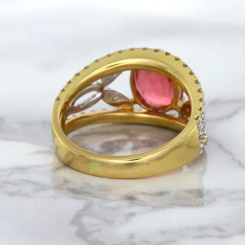 2.31ct Oval Spinel Ring with Diamond Accents in 18K Rose Gold