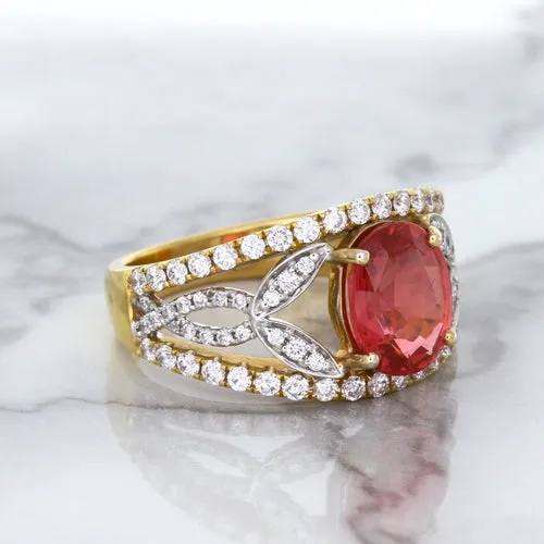2.31ct Oval Spinel Ring with Diamond Accents in 18K Rose Gold