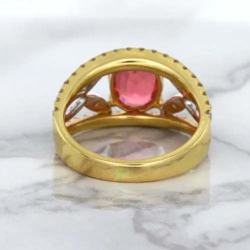 2.31ct Oval Spinel Ring with Diamond Accents in 18K Rose Gold