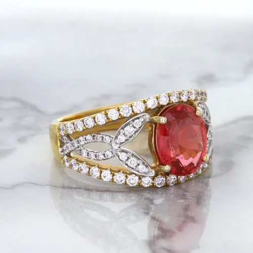 2.31ct Oval Spinel Ring with Diamond Accents in 18K Rose Gold