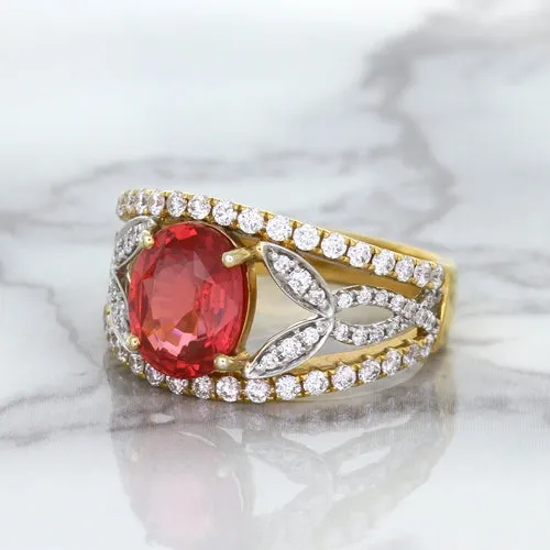 2.31ct Oval Spinel Ring with Diamond Accents in 18K Rose Gold