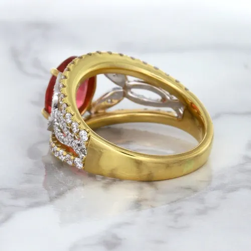 2.31ct Oval Spinel Ring with Diamond Accents in 18K Rose Gold