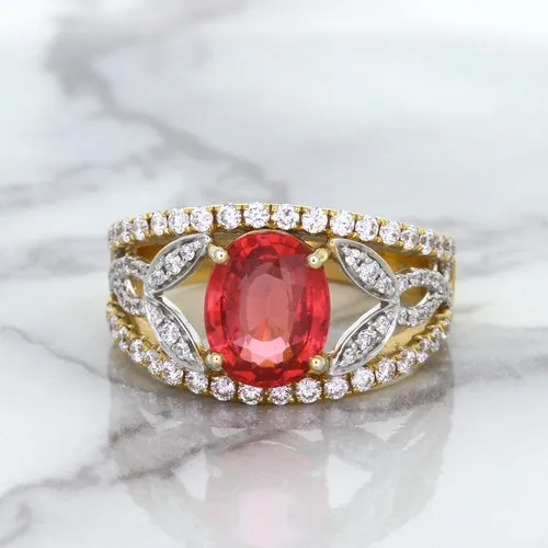 2.31ct Oval Spinel Ring with Diamond Accents in 18K Rose Gold