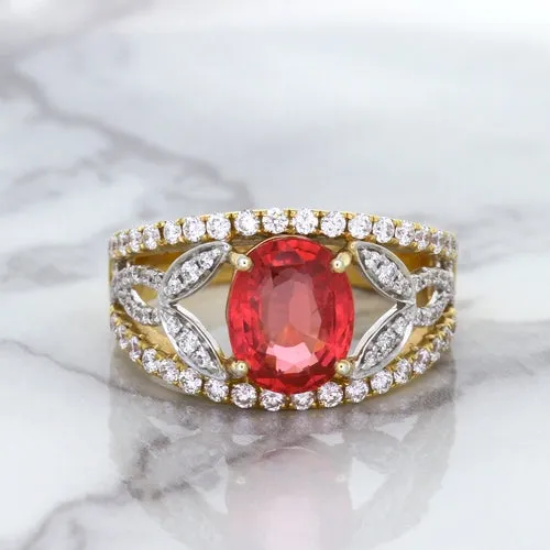 2.31ct Oval Spinel Ring with Diamond Accents in 18K Rose Gold