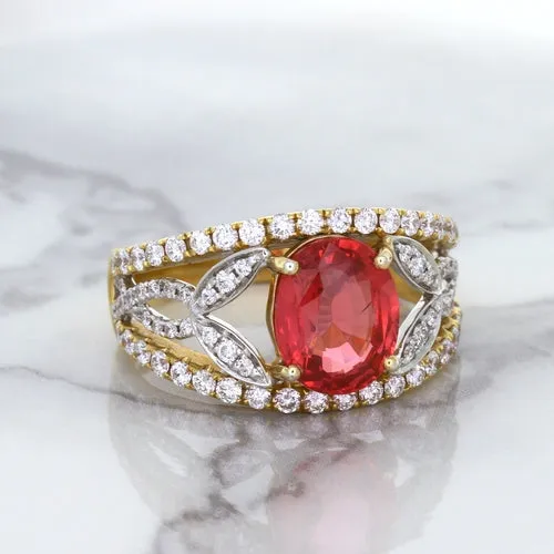 2.31ct Oval Spinel Ring with Diamond Accents in 18K Rose Gold
