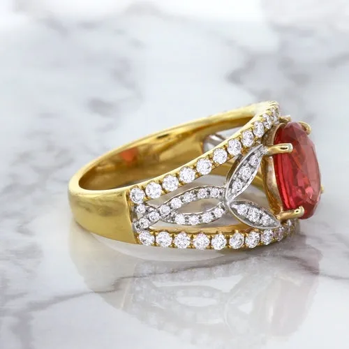 2.31ct Oval Spinel Ring with Diamond Accents in 18K Rose Gold