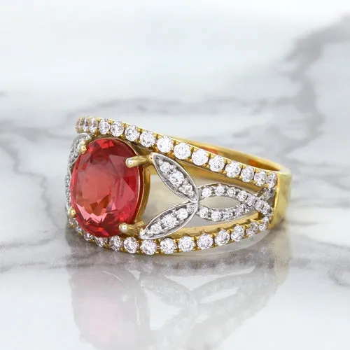 2.31ct Oval Spinel Ring with Diamond Accents in 18K Rose Gold