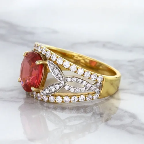2.31ct Oval Spinel Ring with Diamond Accents in 18K Rose Gold