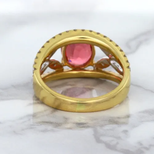 2.31ct Oval Spinel Ring with Diamond Accents in 18K Rose Gold