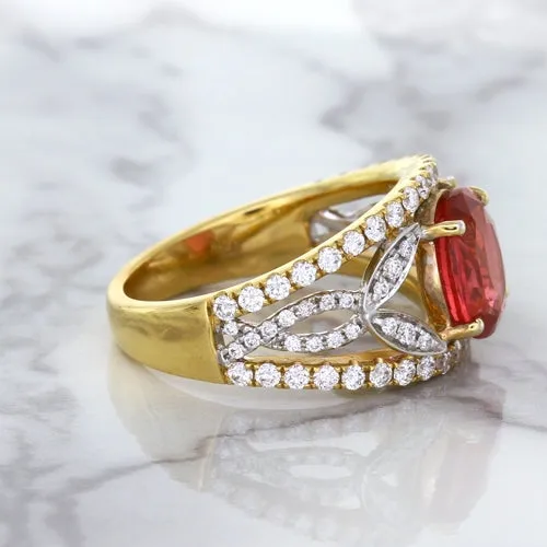 2.31ct Oval Spinel Ring with Diamond Accents in 18K Rose Gold