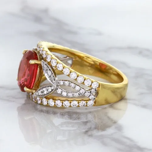 2.31ct Oval Spinel Ring with Diamond Accents in 18K Rose Gold