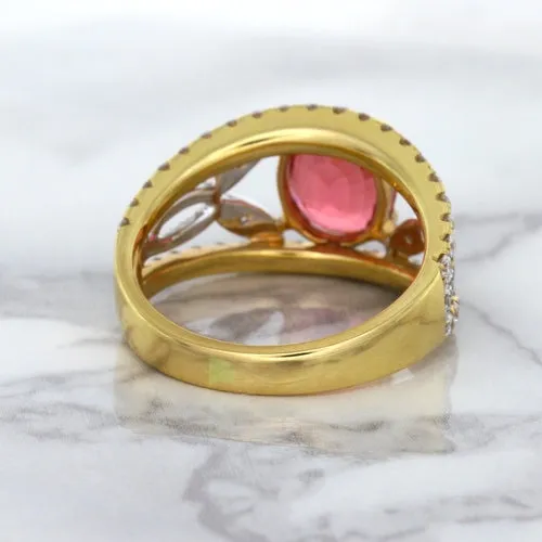 2.31ct Oval Spinel Ring with Diamond Accents in 18K Rose Gold