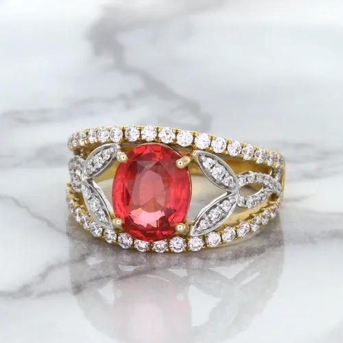 2.31ct Oval Spinel Ring with Diamond Accents in 18K Rose Gold