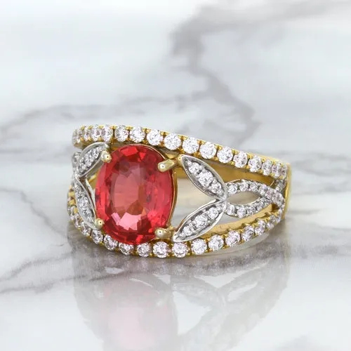 2.31ct Oval Spinel Ring with Diamond Accents in 18K Rose Gold