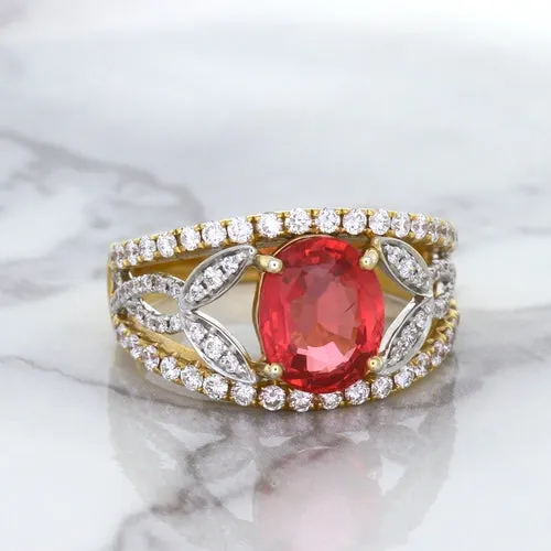 2.31ct Oval Spinel Ring with Diamond Accents in 18K Rose Gold
