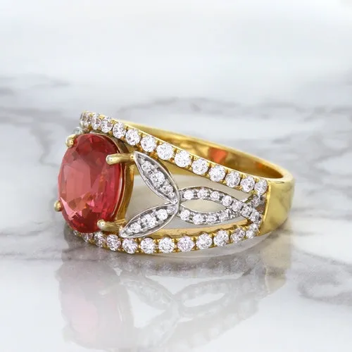 2.31ct Oval Spinel Ring with Diamond Accents in 18K Rose Gold