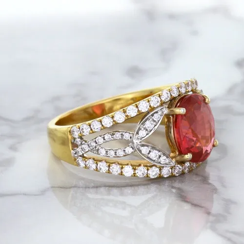 2.31ct Oval Spinel Ring with Diamond Accents in 18K Rose Gold