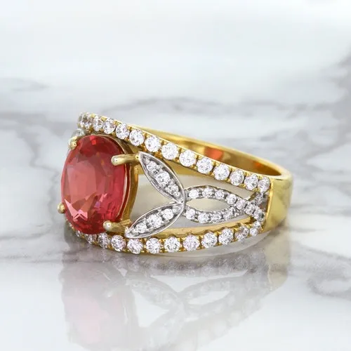 2.31ct Oval Spinel Ring with Diamond Accents in 18K Rose Gold