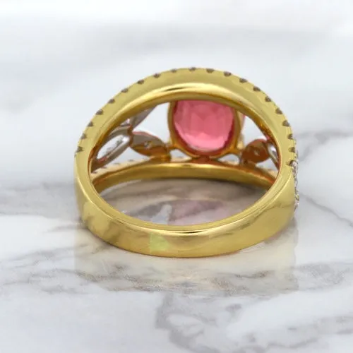 2.31ct Oval Spinel Ring with Diamond Accents in 18K Rose Gold