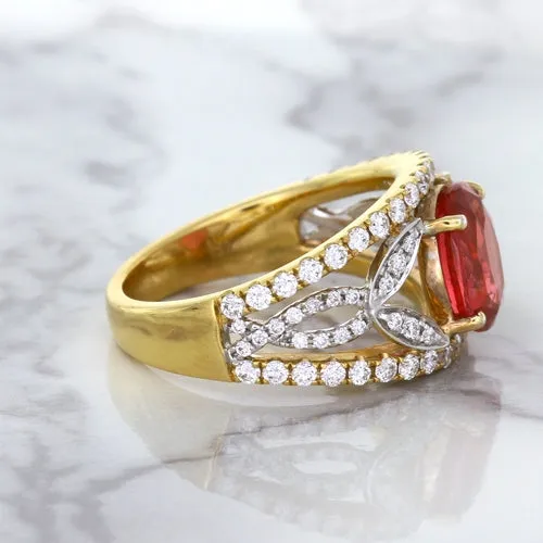 2.31ct Oval Spinel Ring with Diamond Accents in 18K Rose Gold
