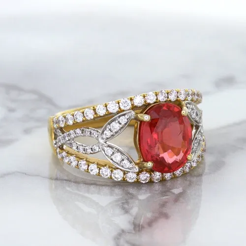 2.31ct Oval Spinel Ring with Diamond Accents in 18K Rose Gold