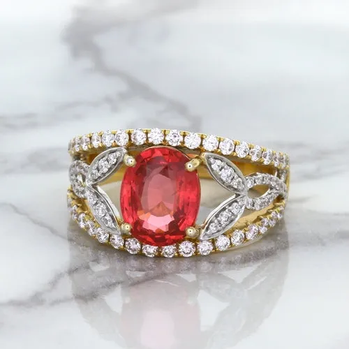 2.31ct Oval Spinel Ring with Diamond Accents in 18K Rose Gold