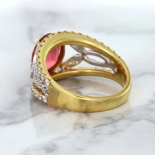 2.31ct Oval Spinel Ring with Diamond Accents in 18K Rose Gold