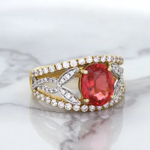 2.31ct Oval Spinel Ring with Diamond Accents in 18K Rose Gold