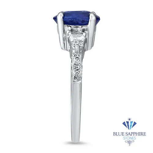 2.88ct Oval Blue Sapphire Ring with Diamond Accents in 18K White Gold