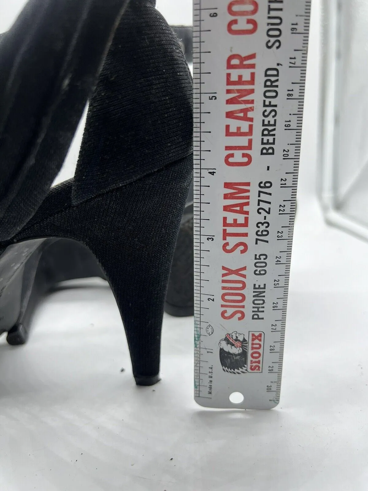 9.5 Gianni Bini Black Glittery Strap Sandal 4” High Heel Open Toe Platform Sling
