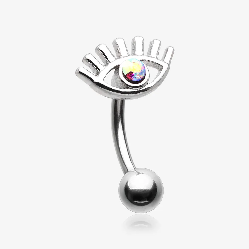 All Seeing Eye Sparkle Curved Barbell