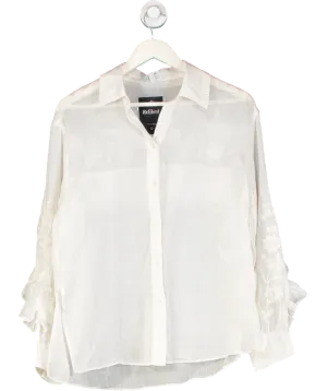 & Other Stories Beige Embroidered Frill-trimmed Shirt UK XS