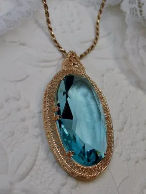 Aquamarine Pendant, Rose Gold Art Deco Necklace #P31