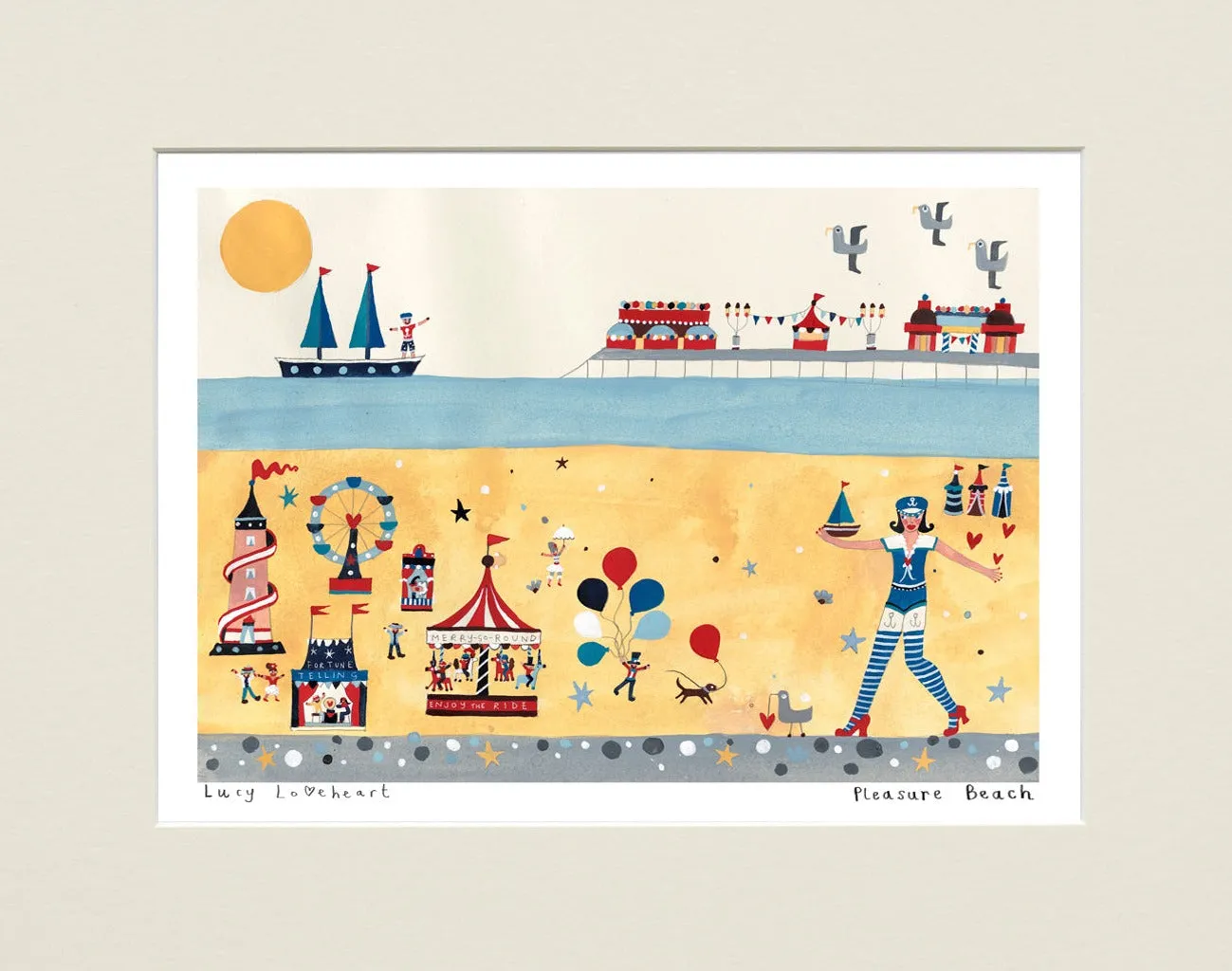 Art Prints | Kiss Me Quick Mounted Large - Pleasure Beach | Lucy Loveheart