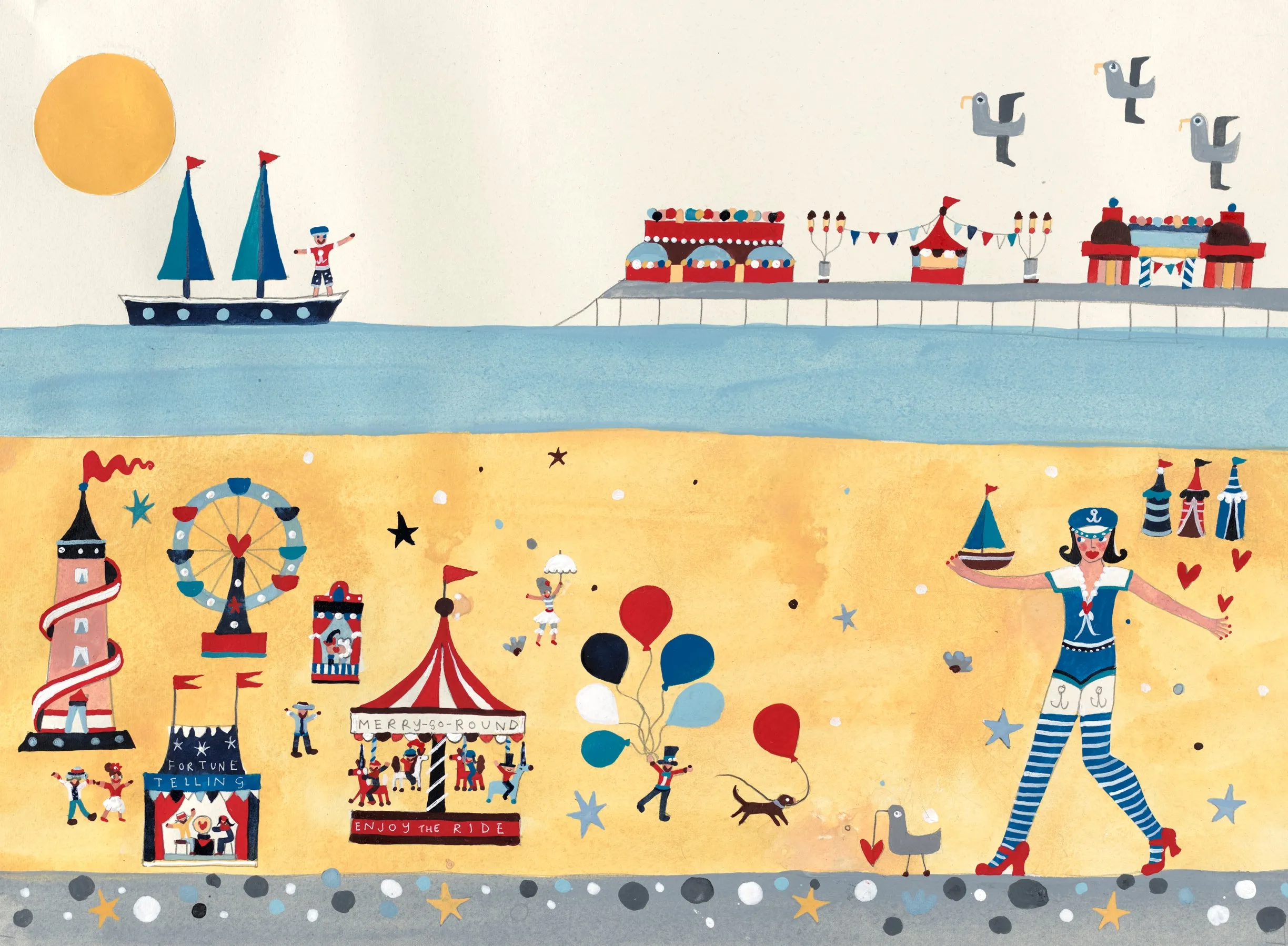 Art Prints | Kiss Me Quick Mounted Large - Pleasure Beach | Lucy Loveheart