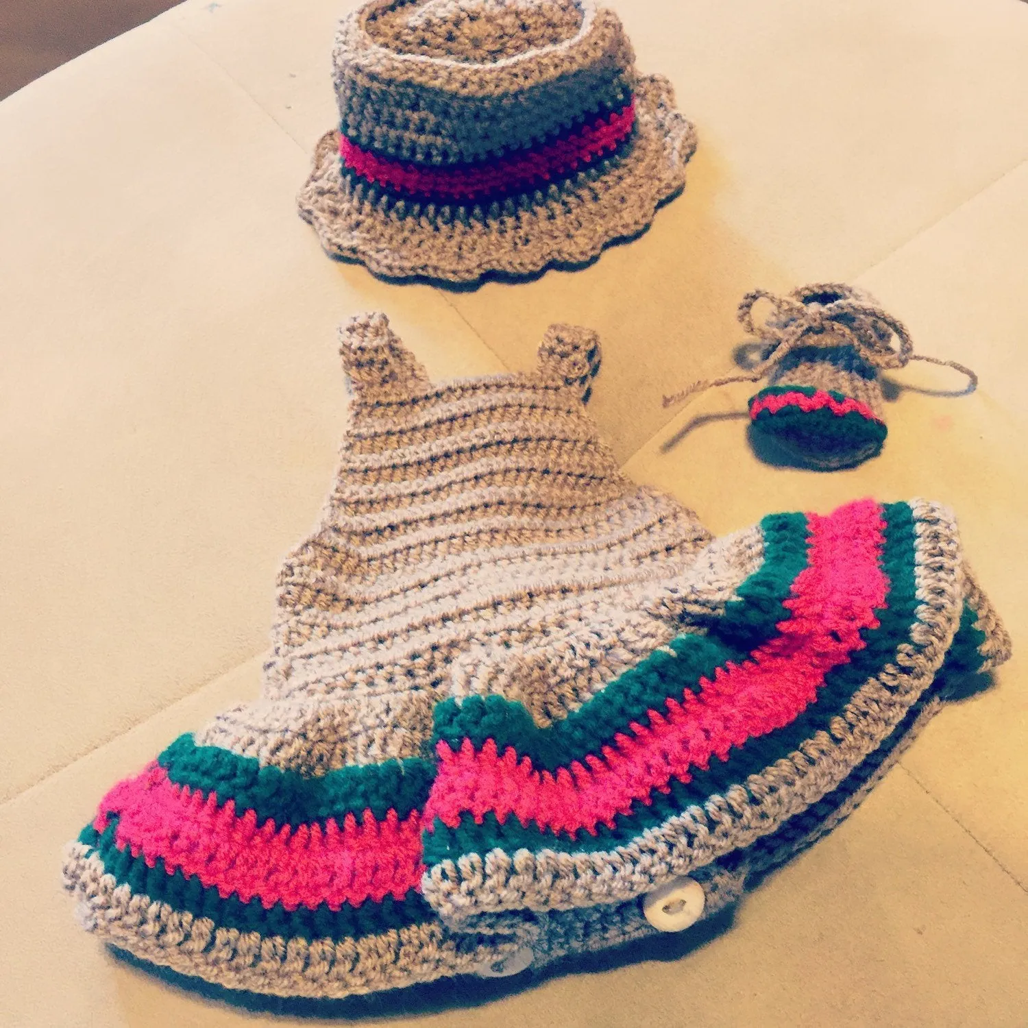 Baby Girl Crochet Dress, Hat and Sandals