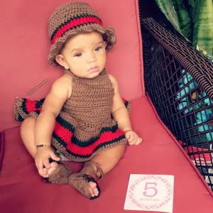 Baby Girl Crochet Dress, Hat and Sandals