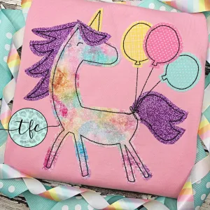 {Birthday Unicorn} applique tee