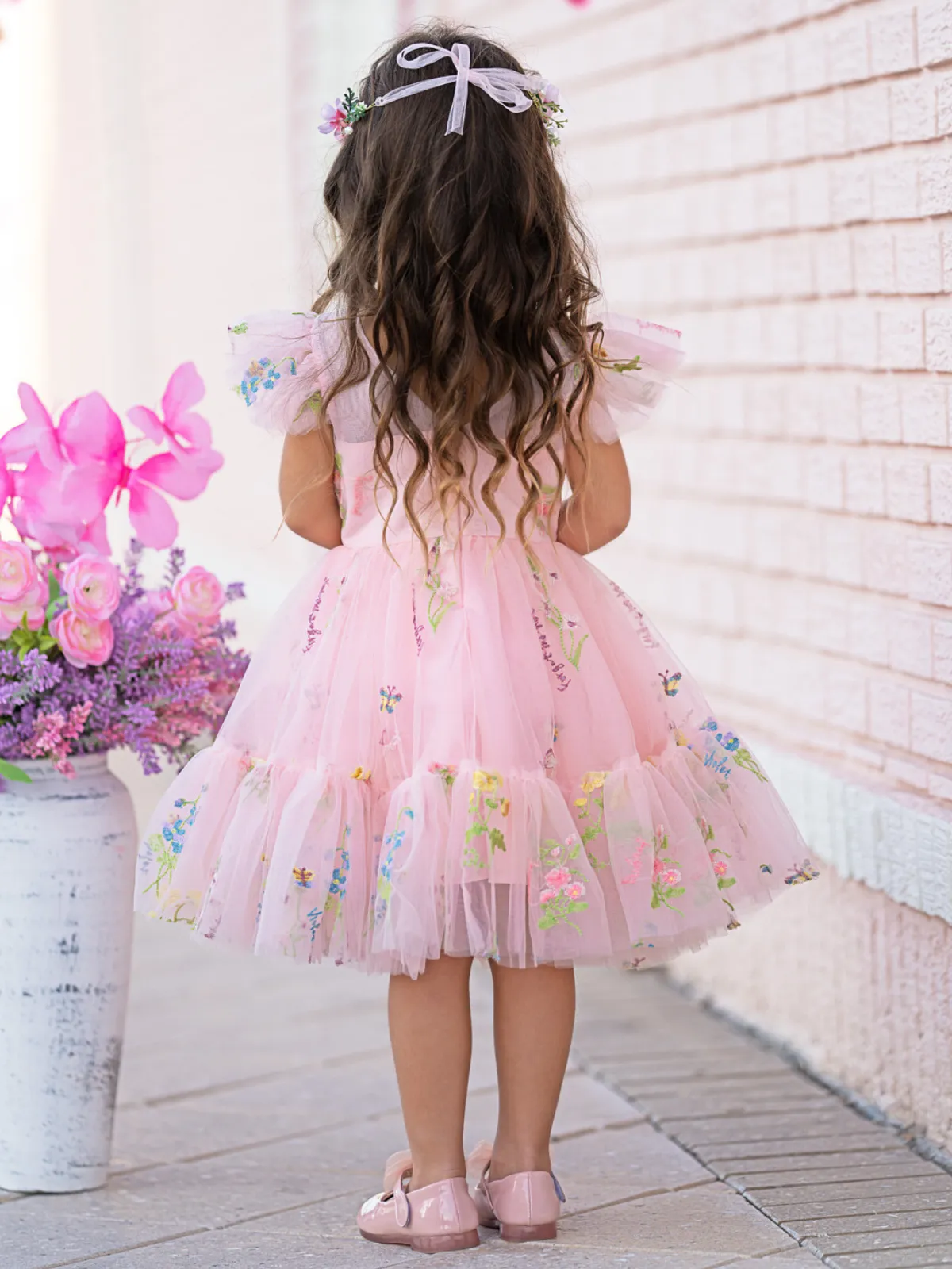 Blush Fairy Garden Embroidered Floral Tutu Dress