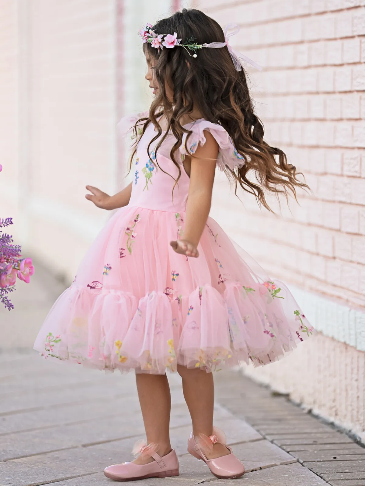 Blush Fairy Garden Embroidered Floral Tutu Dress
