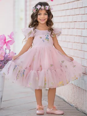 Blush Fairy Garden Embroidered Floral Tutu Dress